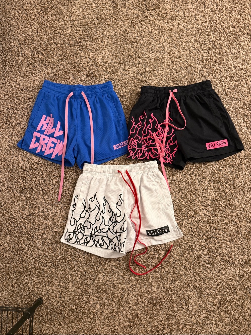 Kill Crew Women’s Flame-Print Athletic Shorts - Blue, Black, White